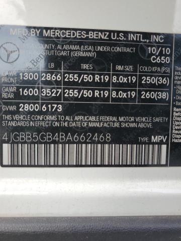 Photo 11 VIN: 4JGBB5GB4BA662468 - MERCEDES-BENZ ML 350 