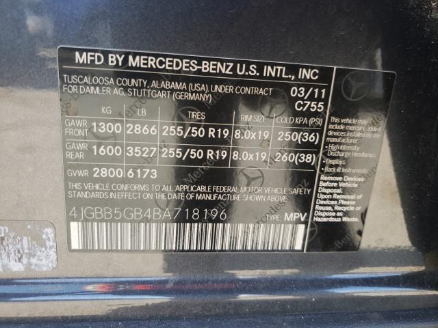 Photo 9 VIN: 4JGBB5GB4BA718196 - MERCEDES-BENZ ML 350 