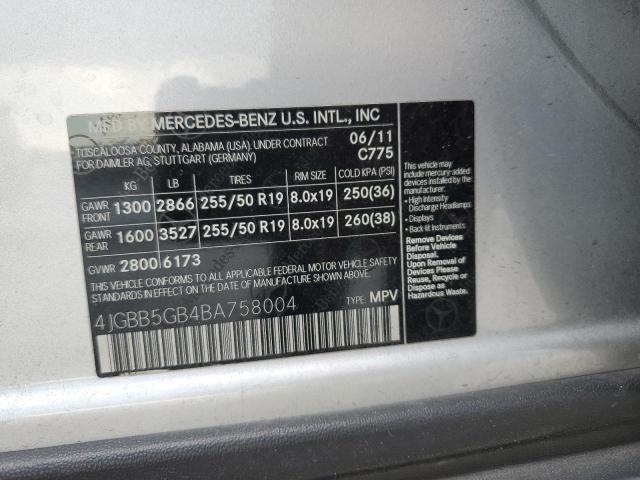 Photo 12 VIN: 4JGBB5GB4BA758004 - MERCEDES-BENZ ML 350 