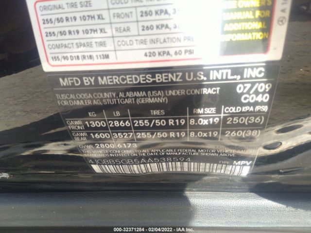 Photo 8 VIN: 4JGBB5GB5AA538594 - MERCEDES-BENZ M-CLASS 