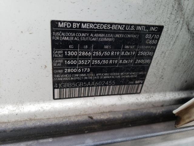 Photo 11 VIN: 4JGBB5GB5AA602455 - MERCEDES-BENZ ML 350 