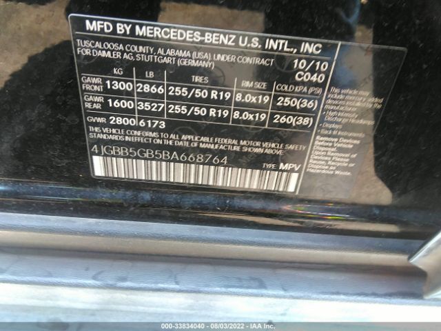 Photo 8 VIN: 4JGBB5GB5BA668764 - MERCEDES-BENZ M-CLASS 