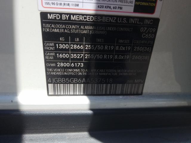 Photo 9 VIN: 4JGBB5GB6AA537518 - MERCEDES-BENZ ML 350 