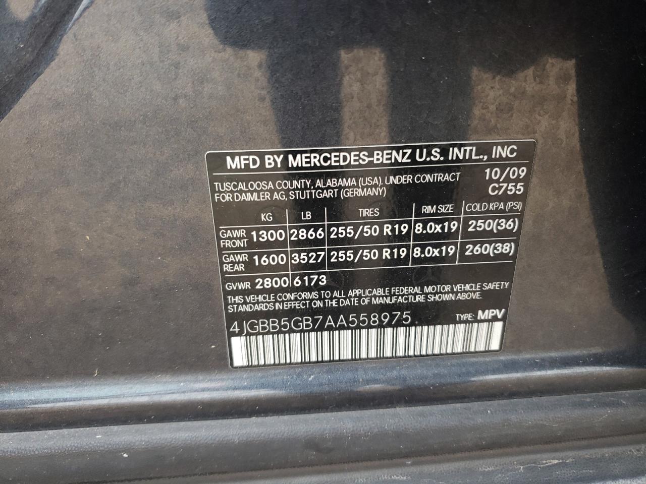 Photo 12 VIN: 4JGBB5GB7AA558975 - MERCEDES-BENZ M-KLASSE 