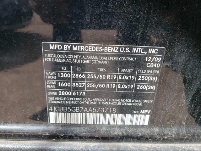 Photo 9 VIN: 4JGBB5GB7AA573718 - MERCEDES-BENZ ML 350 