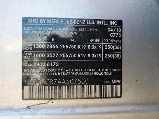 Photo 9 VIN: 4JGBB5GB7AA607530 - MERCEDES-BENZ ML 350 