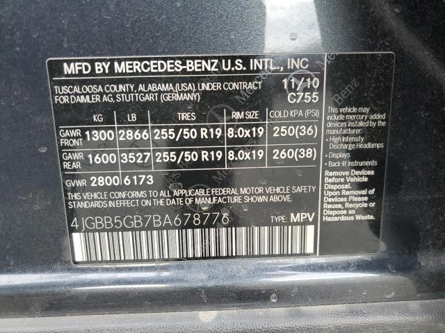 Photo 12 VIN: 4JGBB5GB7BA678776 - MERCEDES-BENZ ML 350 