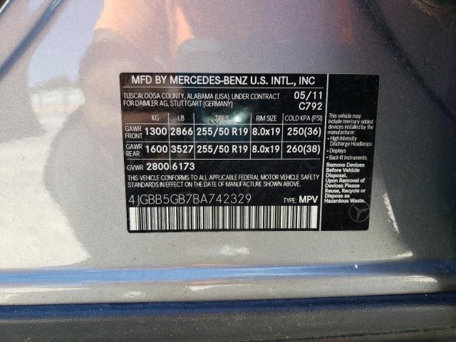 Photo 13 VIN: 4JGBB5GB7BA742329 - MERCEDES-BENZ ML 350 