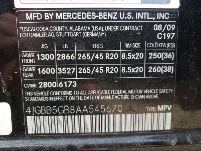 Photo 9 VIN: 4JGBB5GB8AA545670 - MERCEDES-BENZ ML 350 