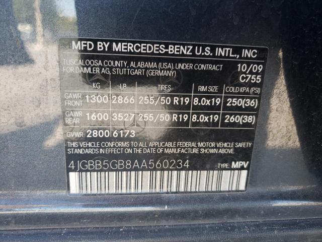 Photo 12 VIN: 4JGBB5GB8AA560234 - MERCEDES-BENZ M-CLASS 