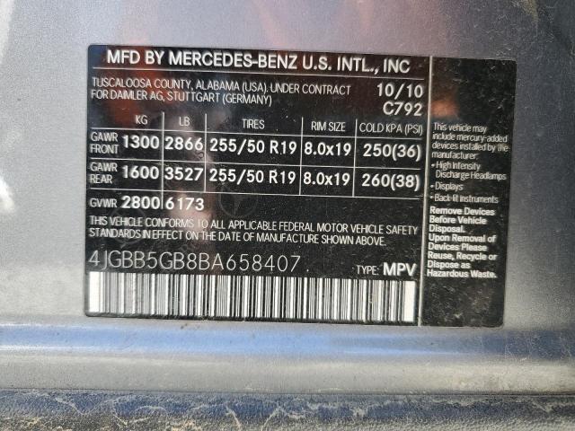 Photo 12 VIN: 4JGBB5GB8BA658407 - MERCEDES-BENZ M-CLASS 