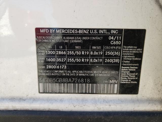 Photo 9 VIN: 4JGBB5GB8BA726818 - MERCEDES-BENZ ML 350 