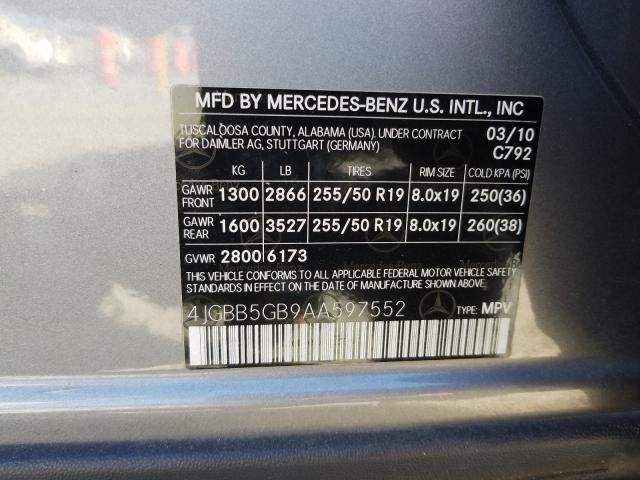 Photo 9 VIN: 4JGBB5GB9AA597552 - MERCEDES-BENZ ML 350 