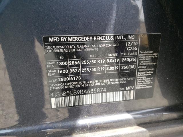 Photo 9 VIN: 4JGBB5GB9BA685874 - MERCEDES-BENZ ML 350 