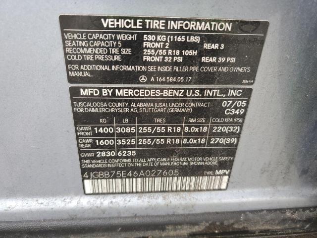 Photo 12 VIN: 4JGBB75E46A027605 - MERCEDES-BENZ ML 500 