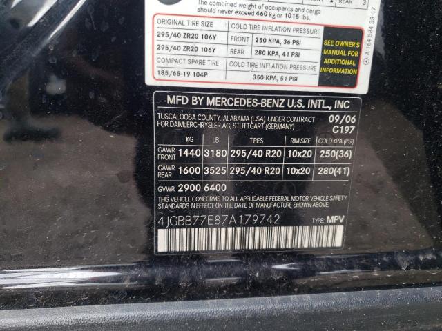 Photo 12 VIN: 4JGBB77E87A179742 - MERCEDES-BENZ ML 63 AMG 