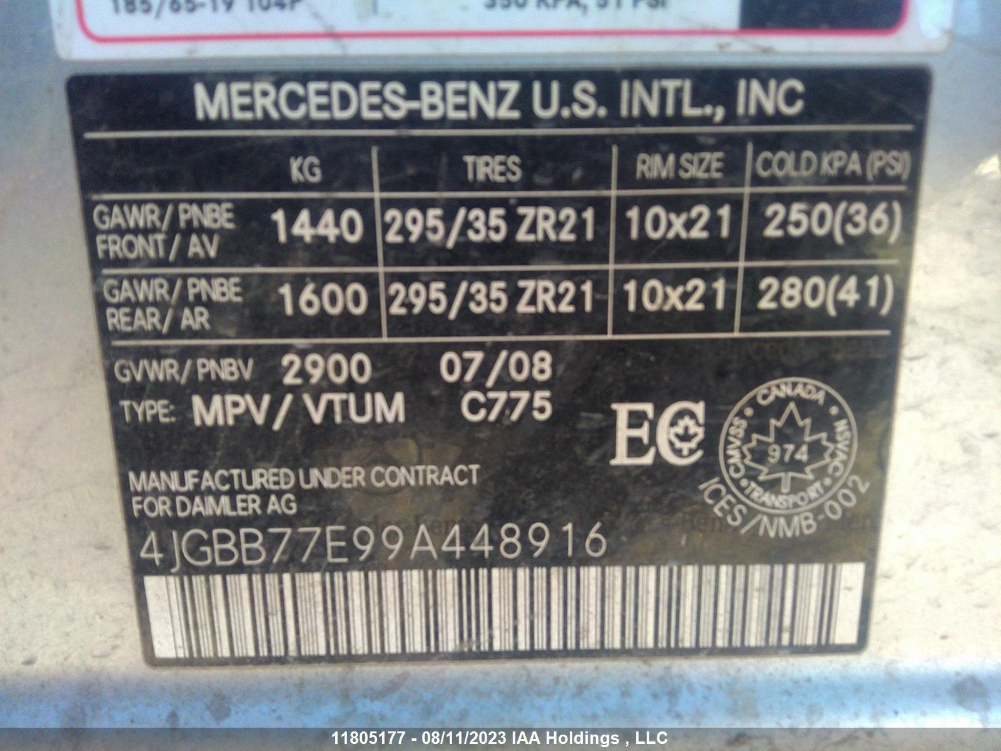 Photo 8 VIN: 4JGBB77E99A448916 - MERCEDES-BENZ M-KLASSE 