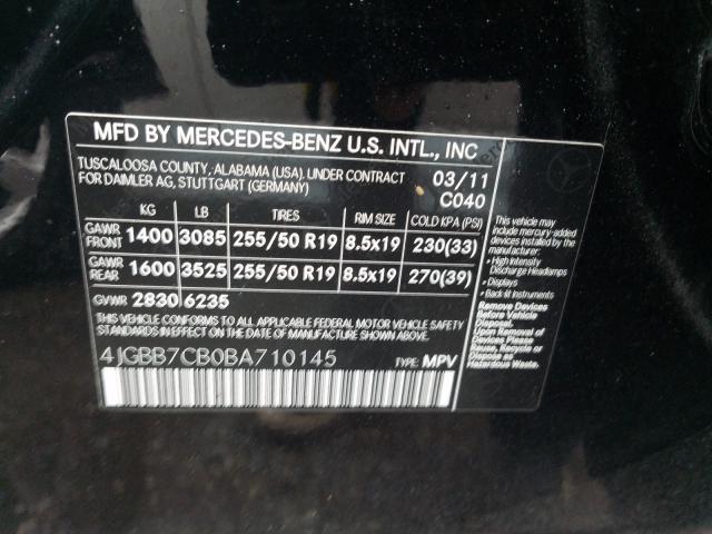 Photo 9 VIN: 4JGBB7CB0BA710145 - MERCEDES-BENZ ML 550 4MA 