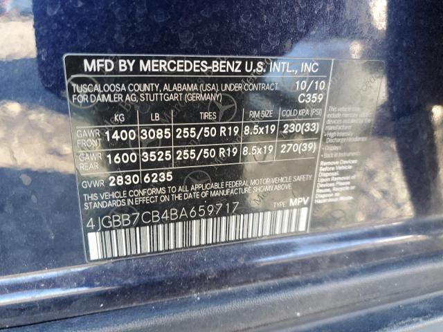 Photo 11 VIN: 4JGBB7CB4BA659717 - MERCEDES-BENZ ML 550 4MA 