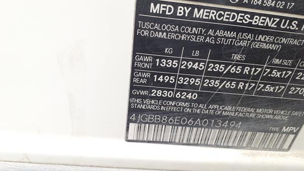 Photo 1 VIN: 4JGBB86E06A013494 - MERCEDES-BENZ ML350 