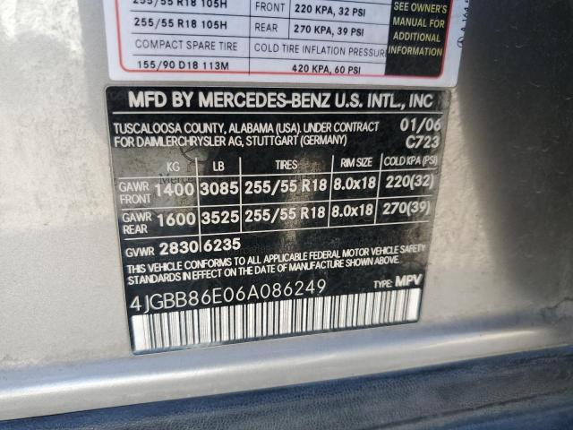 Photo 12 VIN: 4JGBB86E06A086249 - MERCEDES-BENZ ML 350 