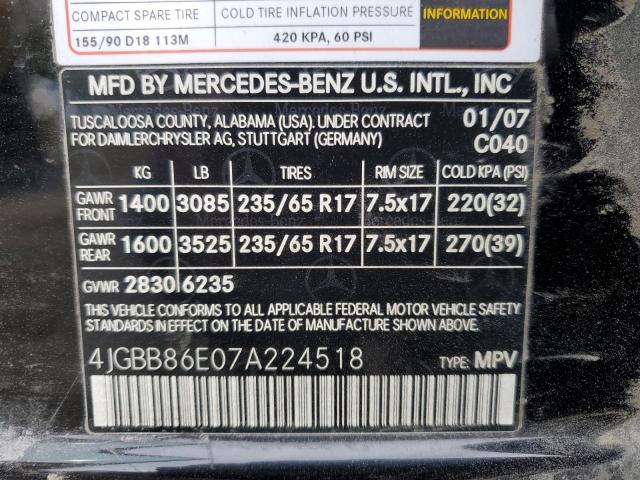 Photo 12 VIN: 4JGBB86E07A224518 - MERCEDES-BENZ M-CLASS 