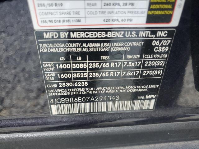 Photo 12 VIN: 4JGBB86E07A294343 - MERCEDES-BENZ M-CLASS 