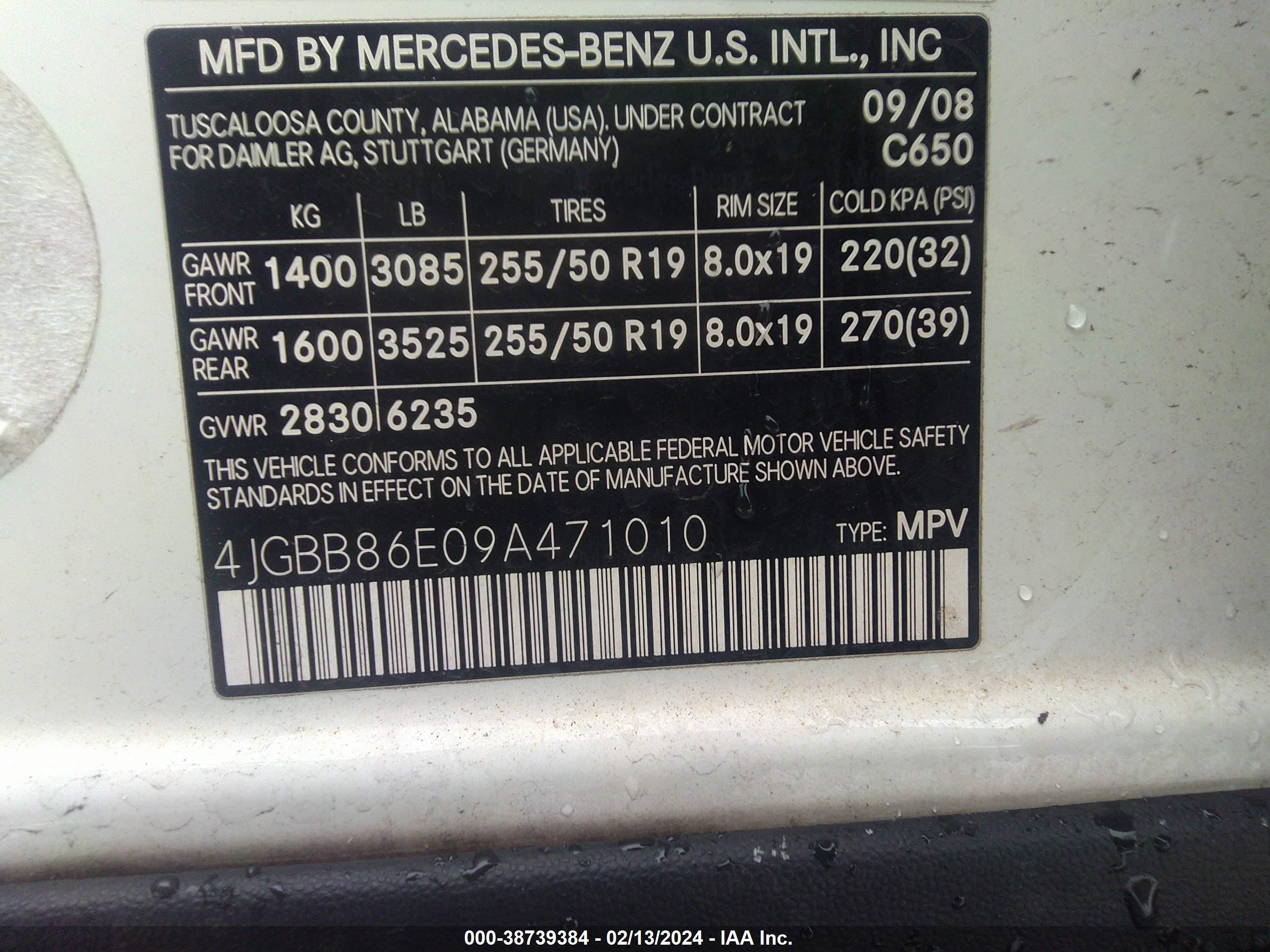 Photo 8 VIN: 4JGBB86E09A471010 - MERCEDES-BENZ M-KLASSE 