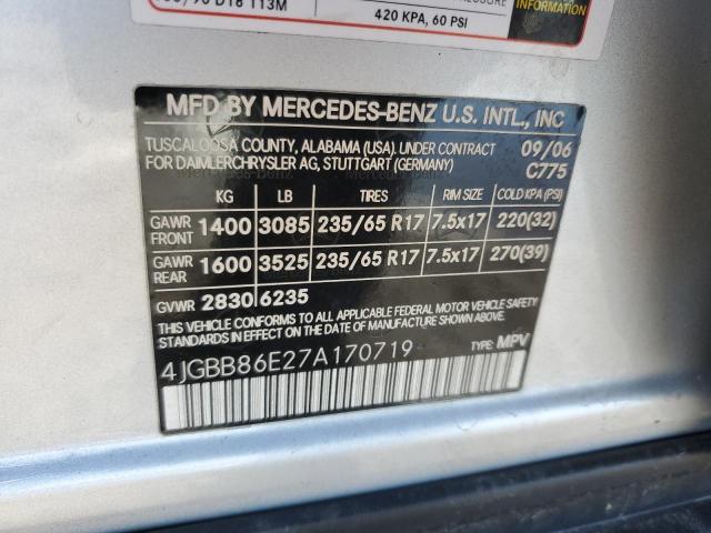 Photo 12 VIN: 4JGBB86E27A170719 - MERCEDES-BENZ ML 350 