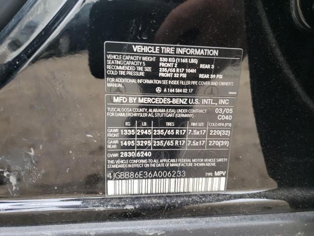 Photo 9 VIN: 4JGBB86E36A006233 - MERCEDES-BENZ ML 350 