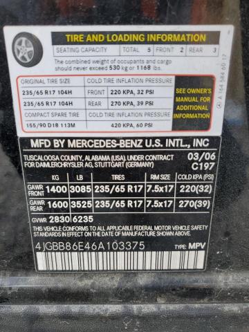 Photo 12 VIN: 4JGBB86E46A103375 - MERCEDES-BENZ ML 350 