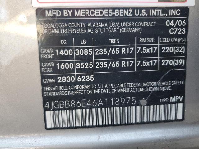 Photo 13 VIN: 4JGBB86E46A118975 - MERCEDES-BENZ ML 350 