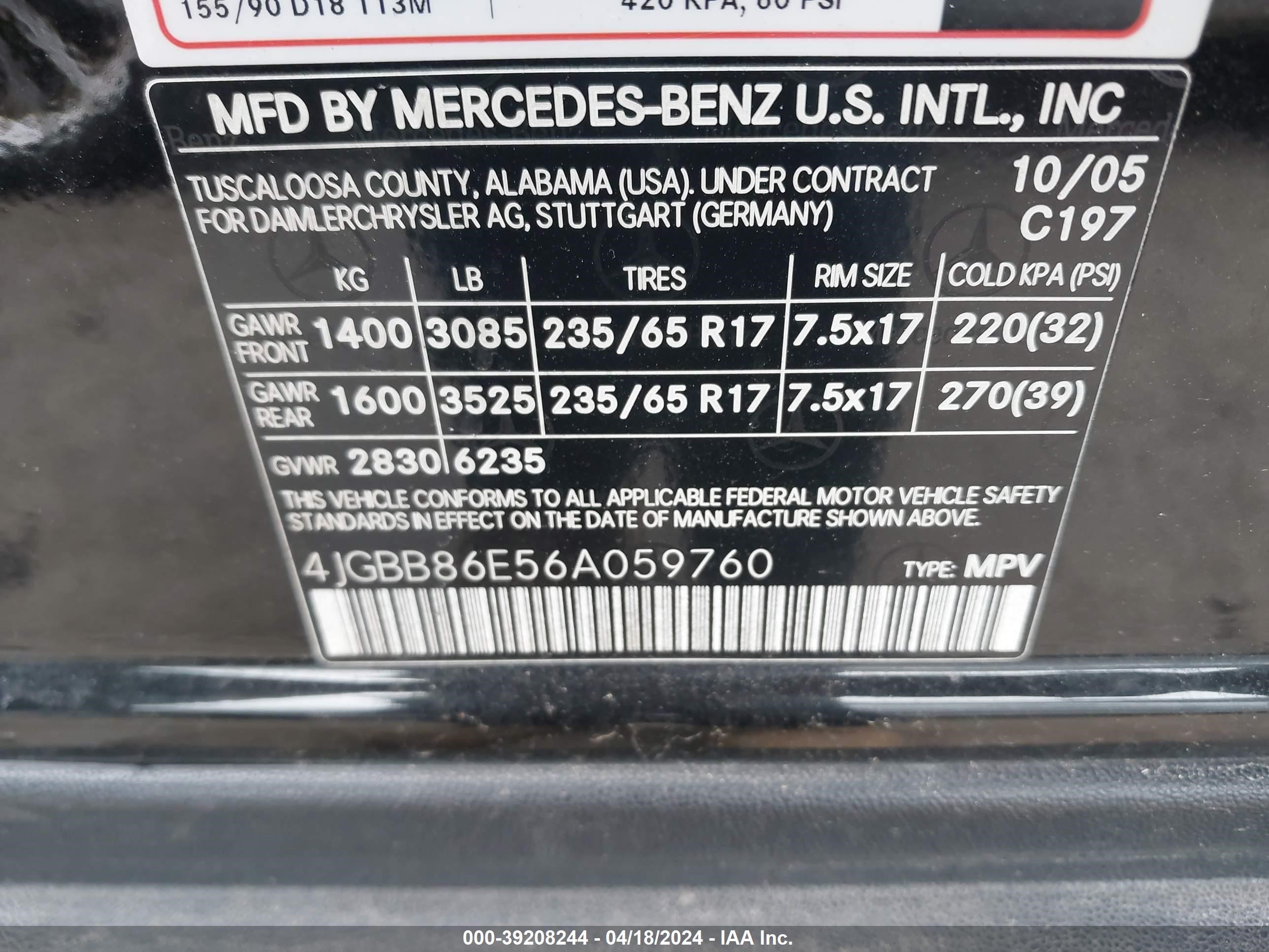 Photo 8 VIN: 4JGBB86E56A059760 - MERCEDES-BENZ NULL 