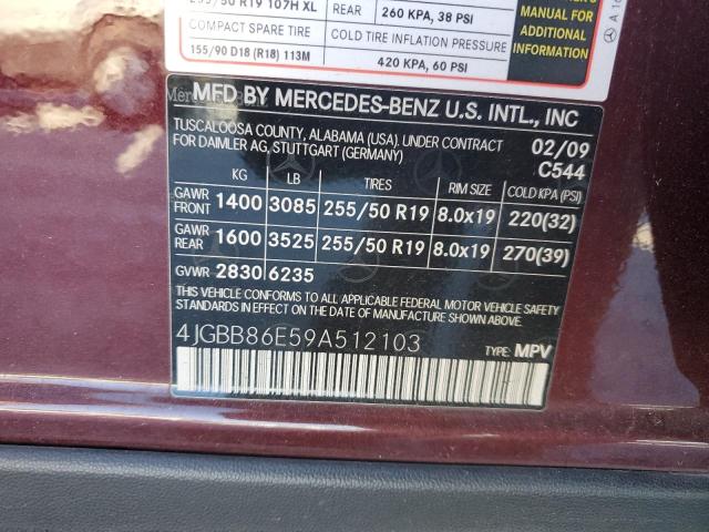 Photo 12 VIN: 4JGBB86E59A512103 - MERCEDES-BENZ ML 350 