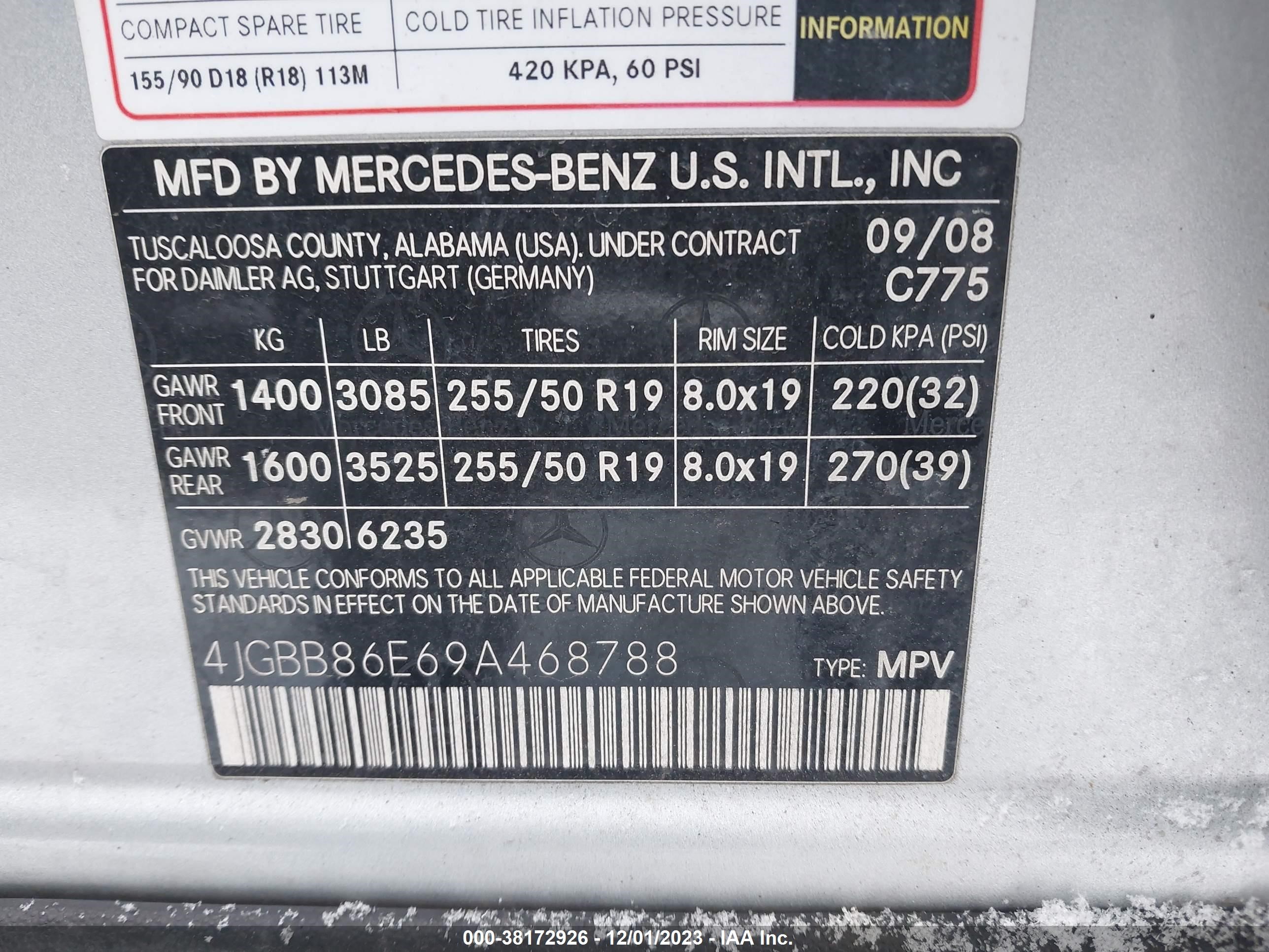 Photo 8 VIN: 4JGBB86E69A468788 - MERCEDES-BENZ NULL 