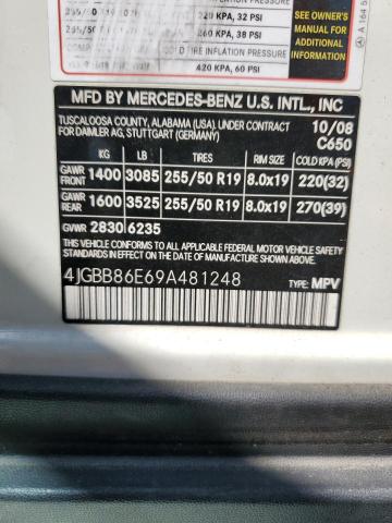 Photo 12 VIN: 4JGBB86E69A481248 - MERCEDES-BENZ M-CLASS 