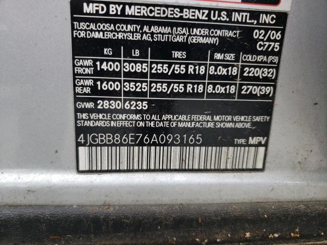 Photo 12 VIN: 4JGBB86E76A093165 - MERCEDES-BENZ ML 350 