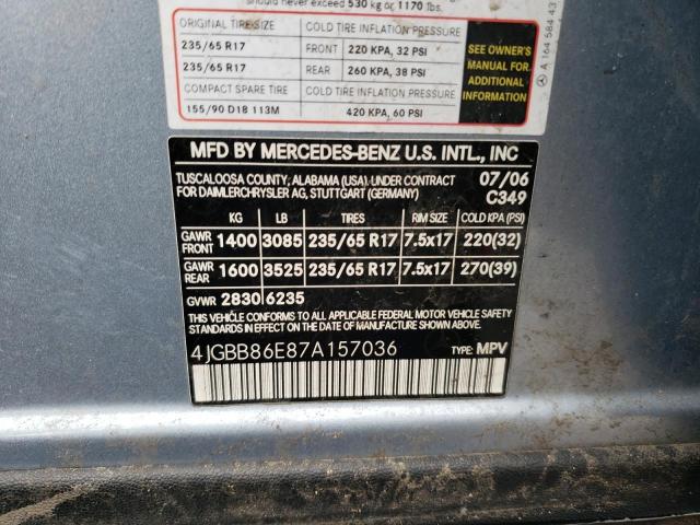 Photo 11 VIN: 4JGBB86E87A157036 - MERCEDES-BENZ ML 350 