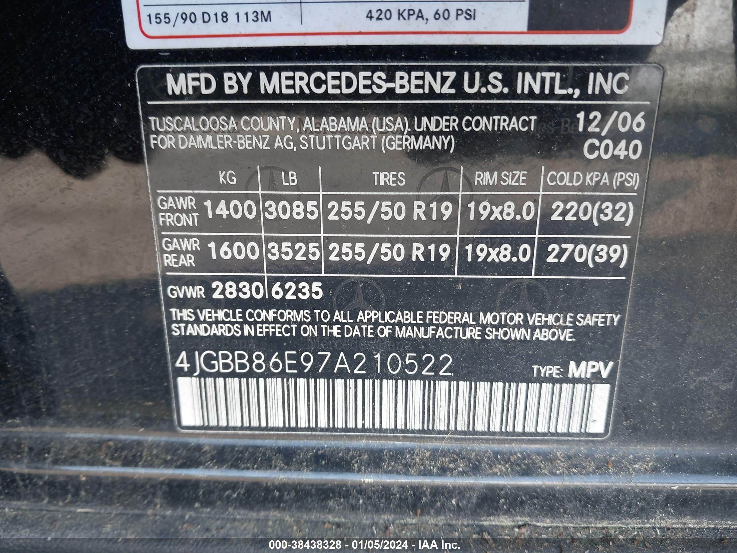 Photo 8 VIN: 4JGBB86E97A210522 - MERCEDES-BENZ M-KLASSE 