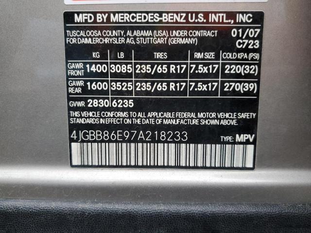 Photo 12 VIN: 4JGBB86E97A218233 - MERCEDES-BENZ ML 350 