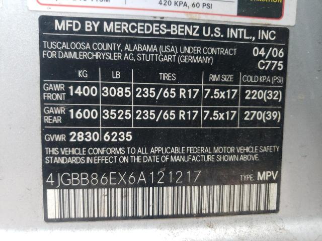 Photo 12 VIN: 4JGBB86EX6A121217 - MERCEDES-BENZ M-CLASS 