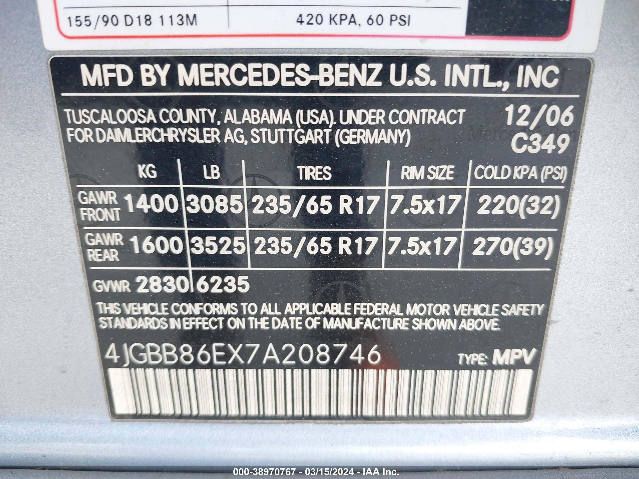 Photo 8 VIN: 4JGBB86EX7A208746 - MERCEDES-BENZ NULL 