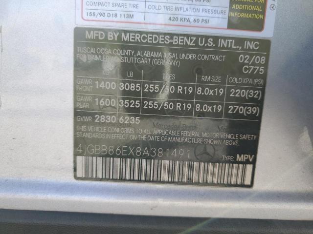 Photo 12 VIN: 4JGBB86EX8A381491 - MERCEDES-BENZ ML 350 