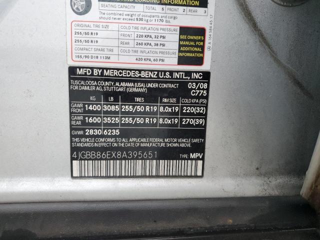 Photo 12 VIN: 4JGBB86EX8A395651 - MERCEDES-BENZ ML 350 