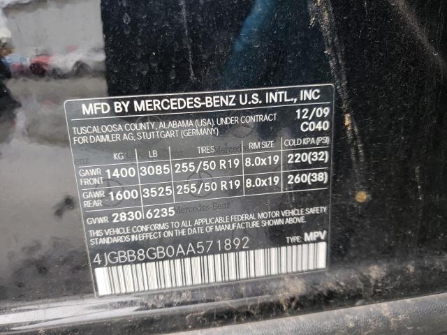 Photo 11 VIN: 4JGBB8GB0AA571892 - MERCEDES-BENZ ML 350 4MA 