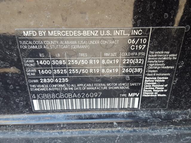 Photo 9 VIN: 4JGBB8GB0BA626097 - MERCEDES-BENZ ML 350 4MA 