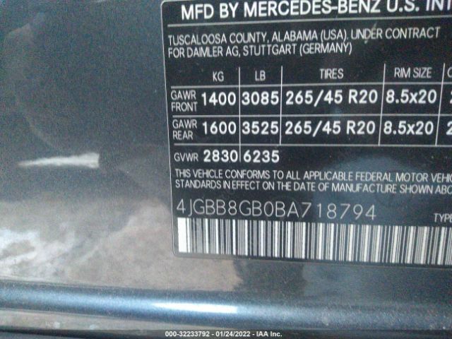 Photo 8 VIN: 4JGBB8GB0BA718794 - MERCEDES-BENZ M-CLASS 