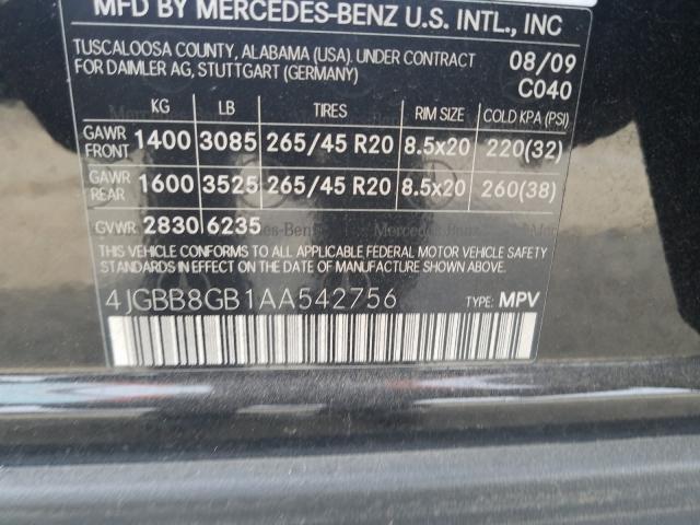 Photo 9 VIN: 4JGBB8GB1AA542756 - MERCEDES-BENZ ML 350 4MA 