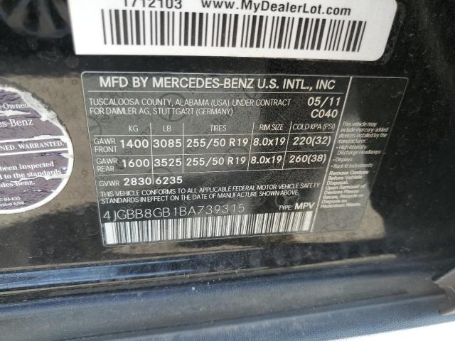 Photo 11 VIN: 4JGBB8GB1BA739315 - MERCEDES-BENZ ML 350 4MA 