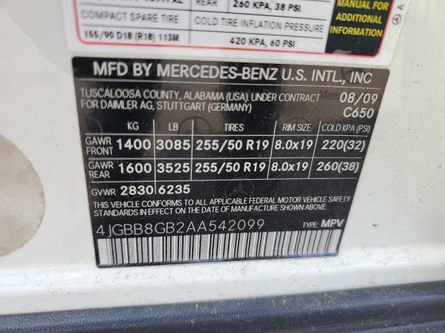 Photo 12 VIN: 4JGBB8GB2AA542099 - MERCEDES-BENZ ML 350 4MA 